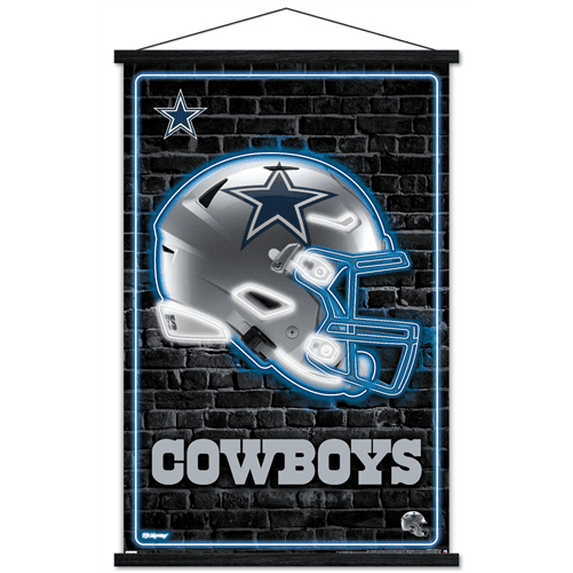 NFL Dallas Cowboys - Neon Helmet 23 Wall Poster with Magnetic Frame, 22.375" x 34"