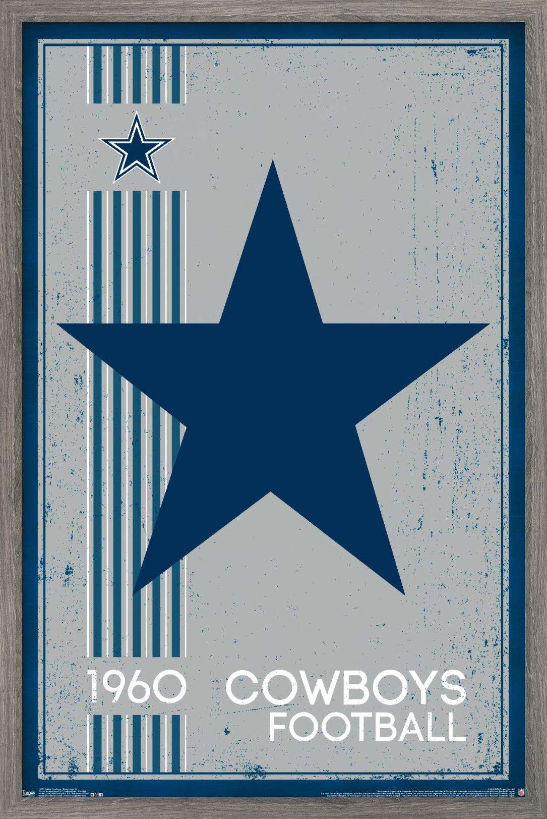NFL Dallas Cowboys - Retro Logo 14 Wall Poster, 14.725" x 22.375", Framed