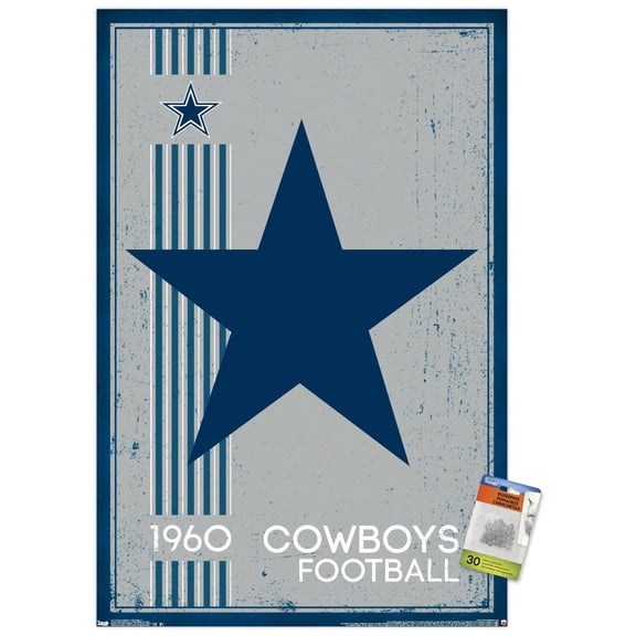 NFL Dallas Cowboys - Retro Logo 14 Wall Poster with Push Pins, 22.375" x 34"