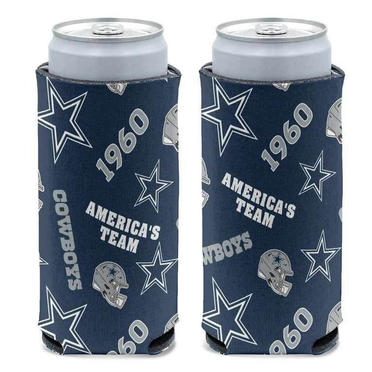 NFL Dallas Cowboys Scatter Print 12oz Slim Can Cooler, Collapsible