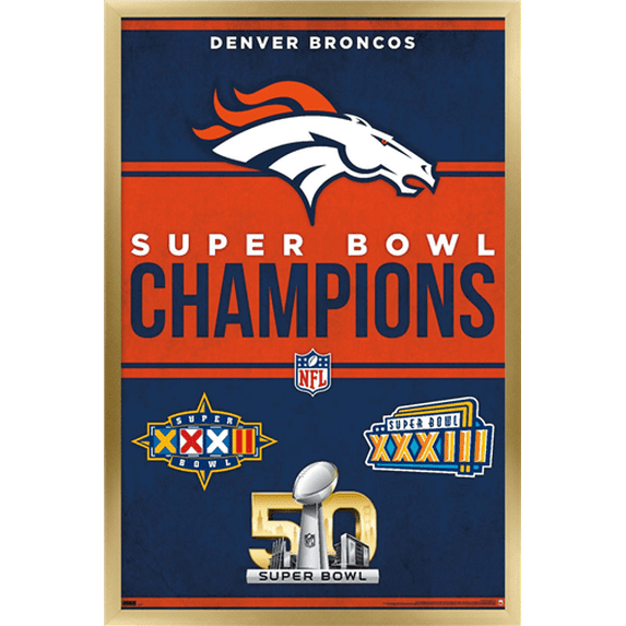 NFL Denver Broncos - Champions 23 Wall Poster, 14.725" x 22.375" Framed