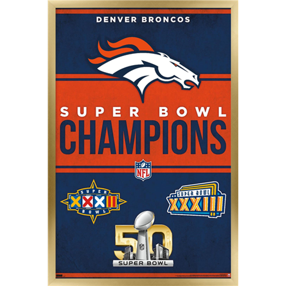 NFL Denver Broncos - Champions 23 Wall Poster, 14.725" x 22.375" Framed