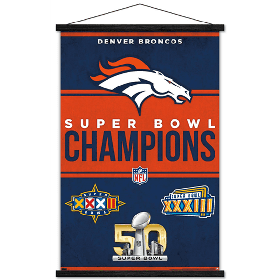 NFL Denver Broncos - Champions 23 Wall Poster with Magnetic Frame, 22.375" x 34"