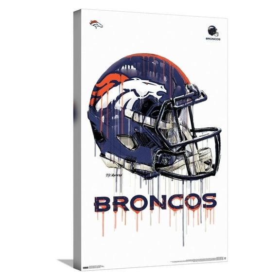 NFL Denver Broncos - Drip Helmet 20 Canvas Wall Poster, 14.725" x 22.375"