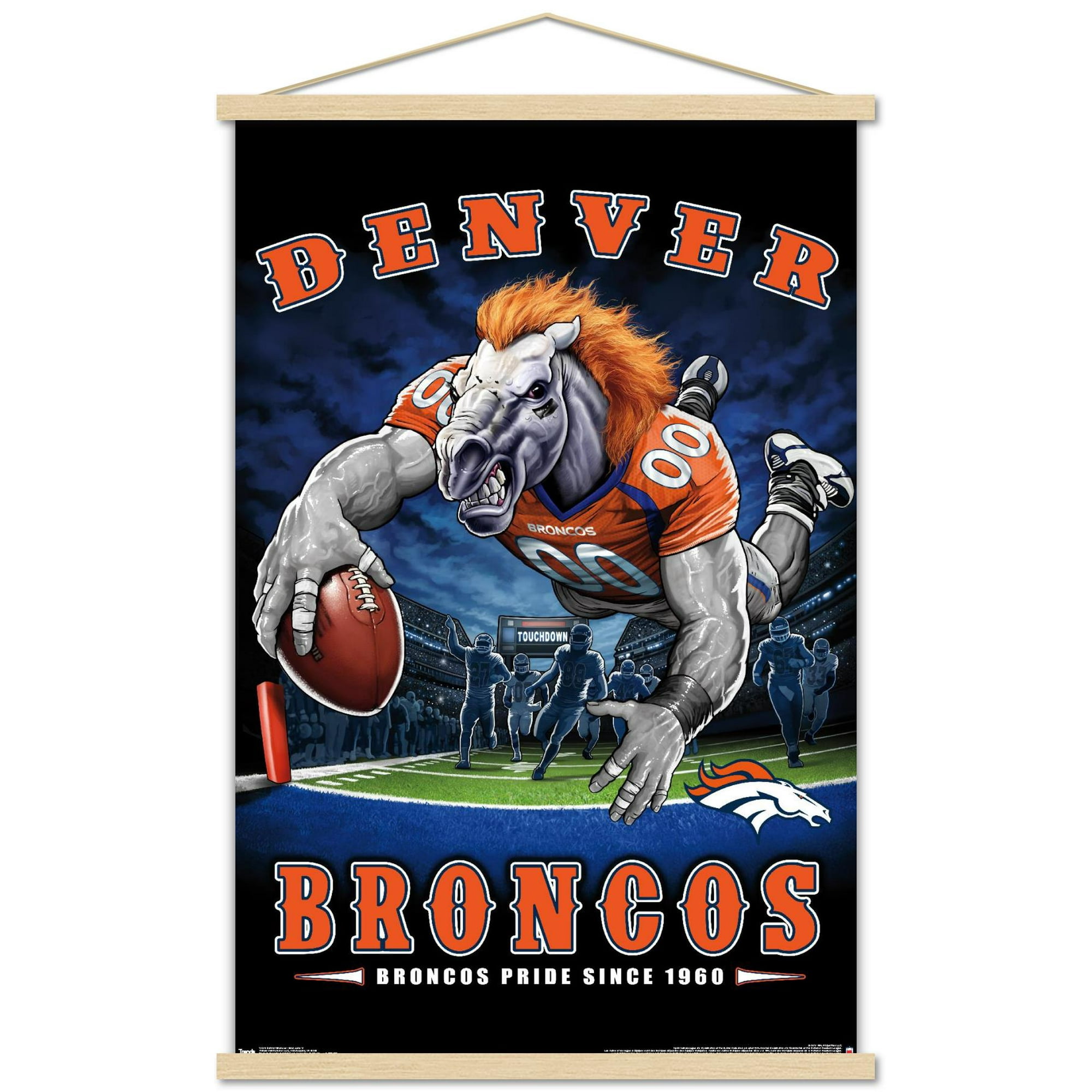 NFL Denver Broncos - End Zone 17 Wall Poster with Wooden Magnetic Frame,  22.375 x 34