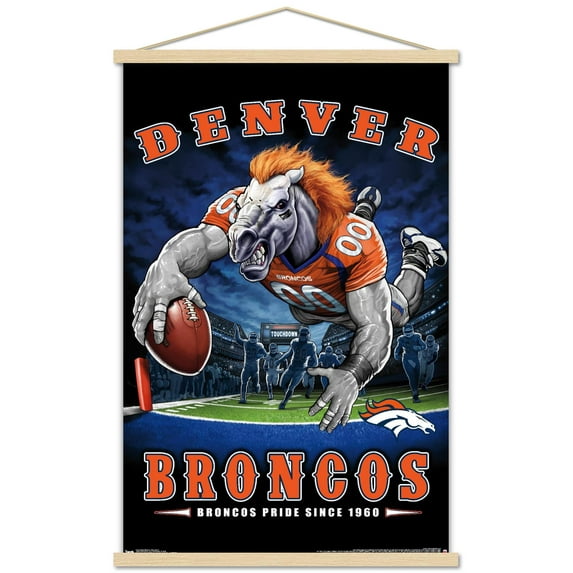 NFL Denver Broncos - End Zone 17 Wall Poster with Wooden Magnetic Frame, 22.375" x 34"
