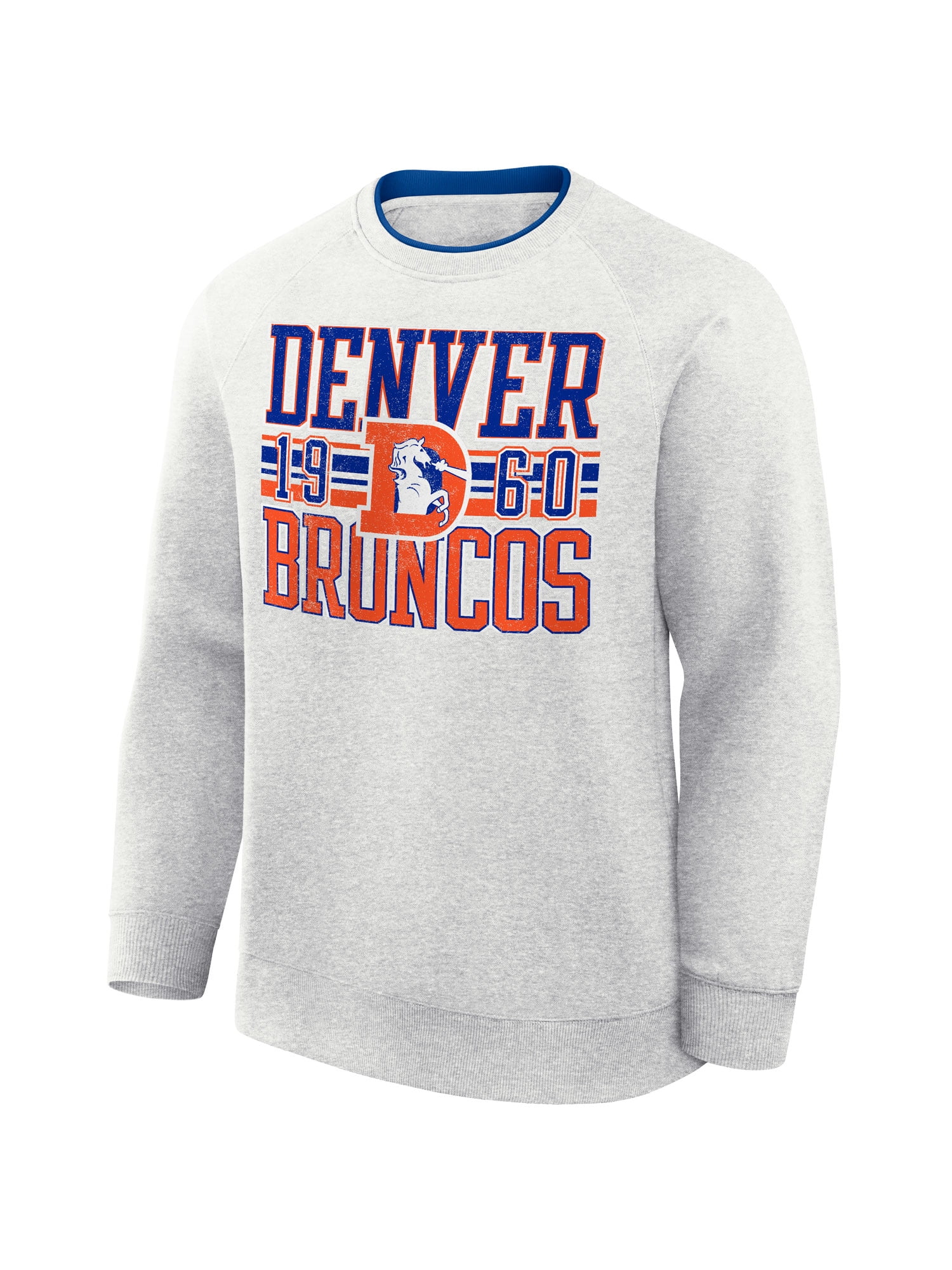 NFL Denver Broncos Men's Cotton Gray Heather Long Sleeve Crew Fleece Sweatshirt