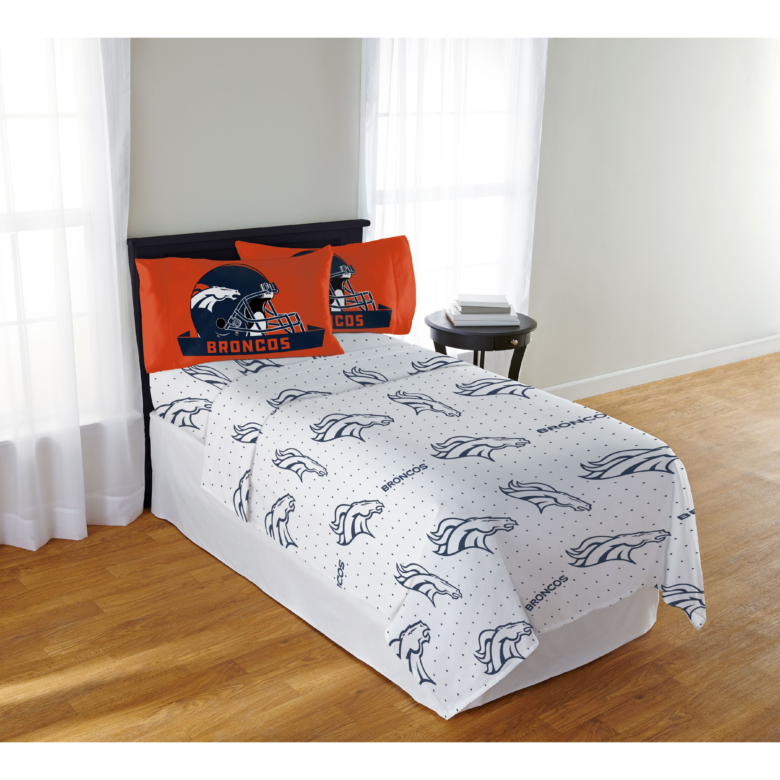 NFL Denver Broncos Queen Sheet Set, Monument Design, Allover Print, Team  Colors, 100% Polyester, 4 Piece Set 