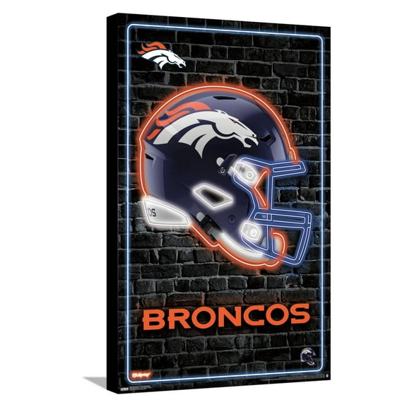 NFL Denver Broncos - Neon Helmet 23 Canvas Wall Poster, 14.725" x 22.375"