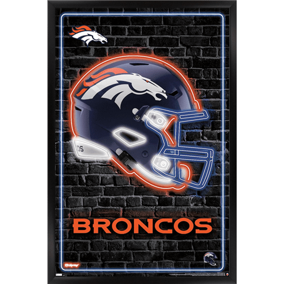 NFL Denver Broncos - Neon Helmet 23 Wall Poster, 14.725" x 22.375" Framed