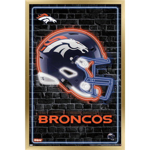 NFL Denver Broncos - Neon Helmet 23 Wall Poster, 14.725" x 22.375" Framed