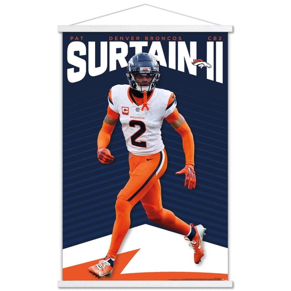 NFL Denver Broncos - Pat Surtain II 25 Wall Poster with Magnetic Frame, 22.375" x 34"