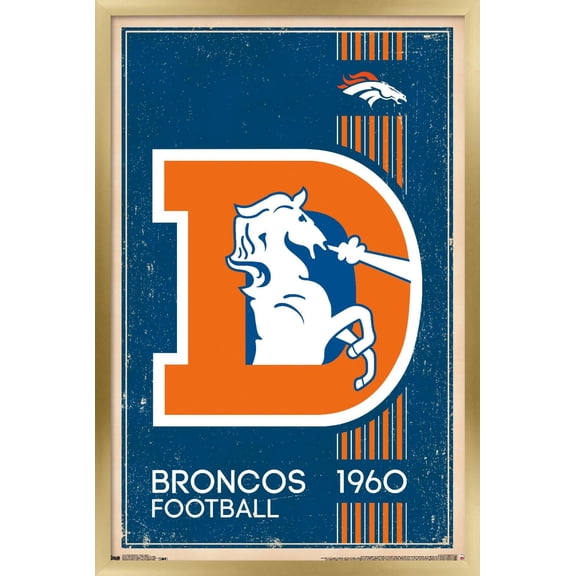 NFL Denver Broncos - Retro Logo 14 Wall Poster, 14.725" x 22.375", Framed