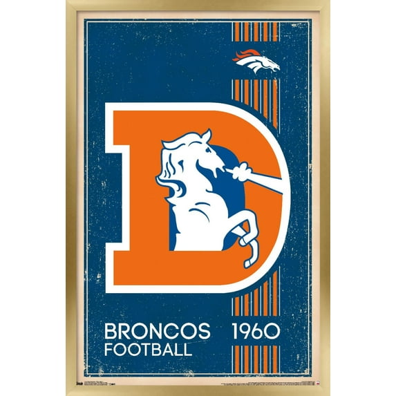 NFL Denver Broncos - Retro Logo 14 Wall Poster, 14.725" x 22.375", Framed
