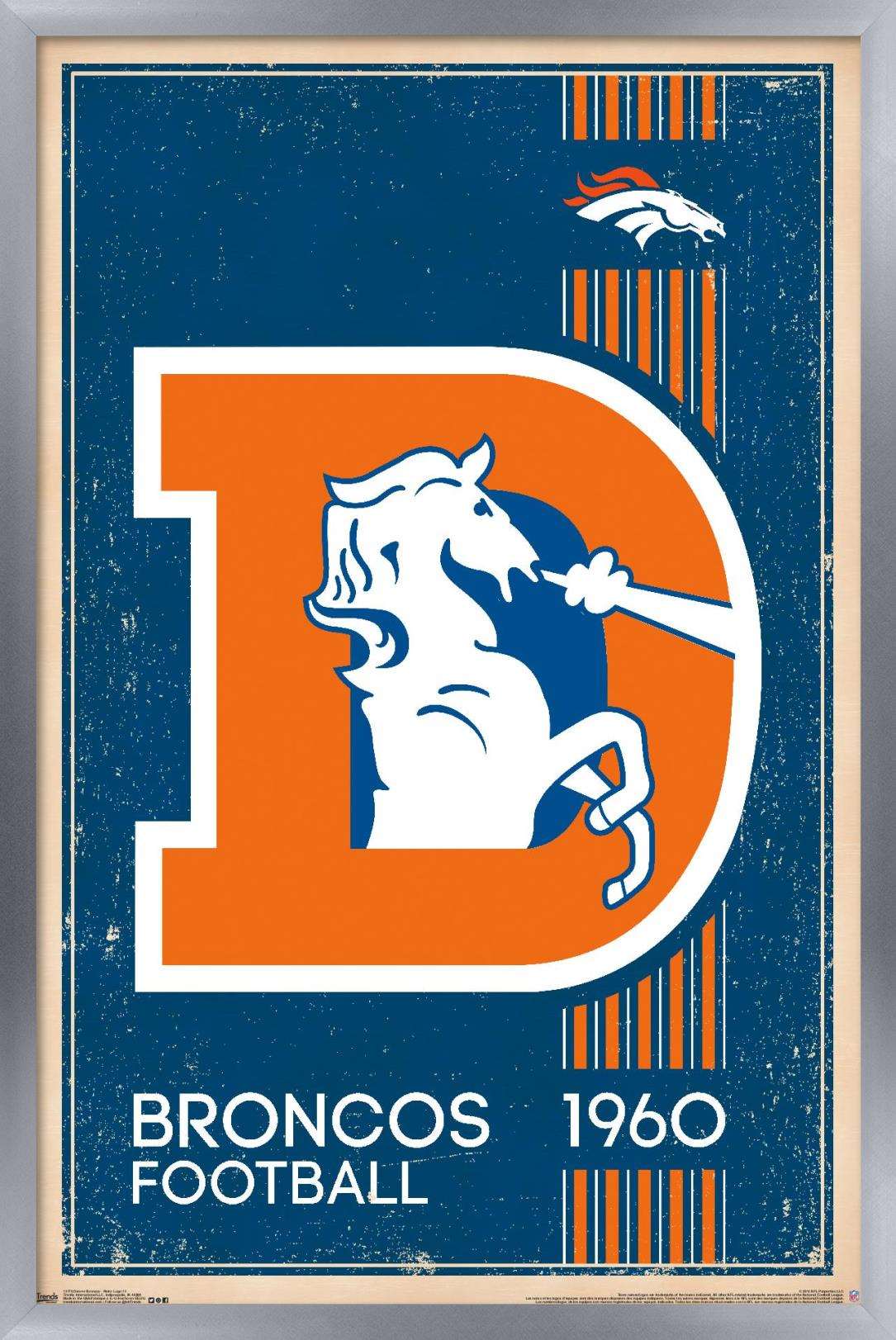 NFL Denver Broncos - Retro Logo 14 Wall Poster, 14.725" x 22.375", Framed