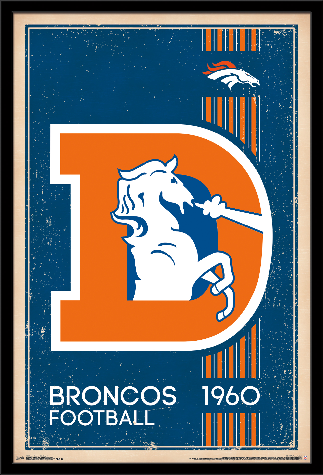NFL Denver Broncos - Retro Logo 14 Wall Poster, 22.375" x 34", Framed