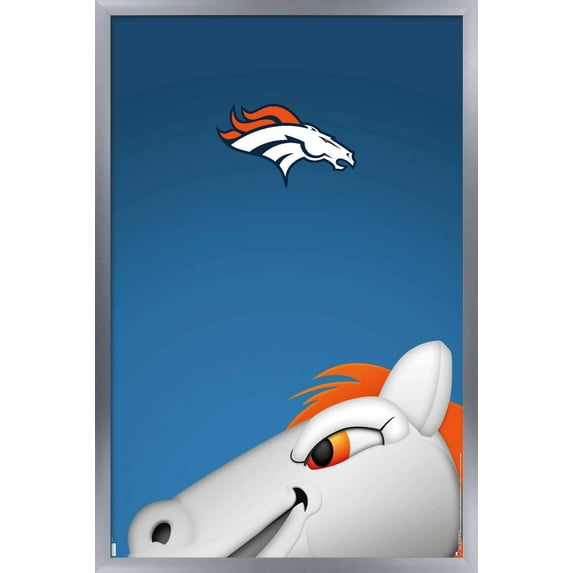 NFL Denver Broncos - S. Preston Mascot Miles 20 Wall Poster, 22.375" x 34", Framed