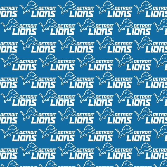 NFL Detroit Lions 100% Cotton Team Logo Fabric, 58" x 2 Yards, Pre-Cut, Blue & White