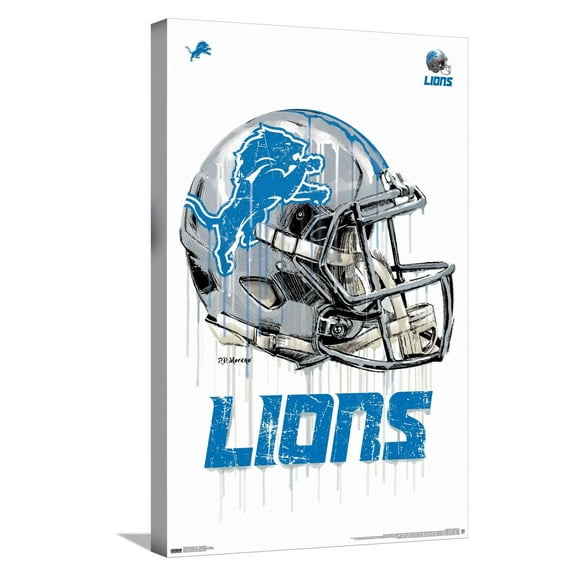 NFL Detroit Lions - Drip Helmet 20 Canvas Wall Poster, 14.725" x 22.375"