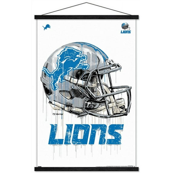 NFL Detroit Lions - Drip Helmet 20 Wall Poster with Magnetic Frame, 22.375" x 34"