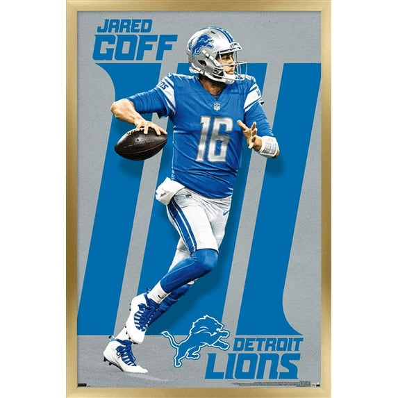 NFL Detroit Lions - Jarod Goff 21 Wall Poster, 14.725" x 22.375", Framed