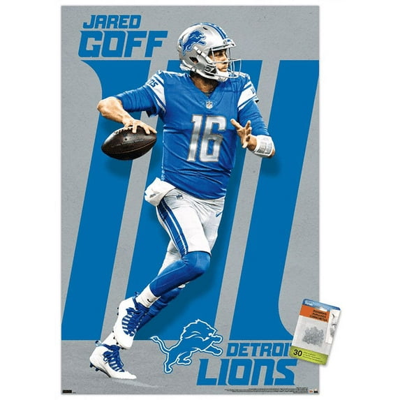 NFL Detroit Lions - Jarod Goff 21 Wall Poster with Pushpins, 22.375" x 34"
