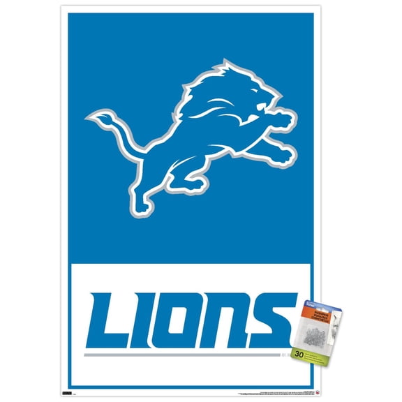 NFL Detroit Lions - Logo 21 Wall Poster with Push Pins, 22.375" x 34"