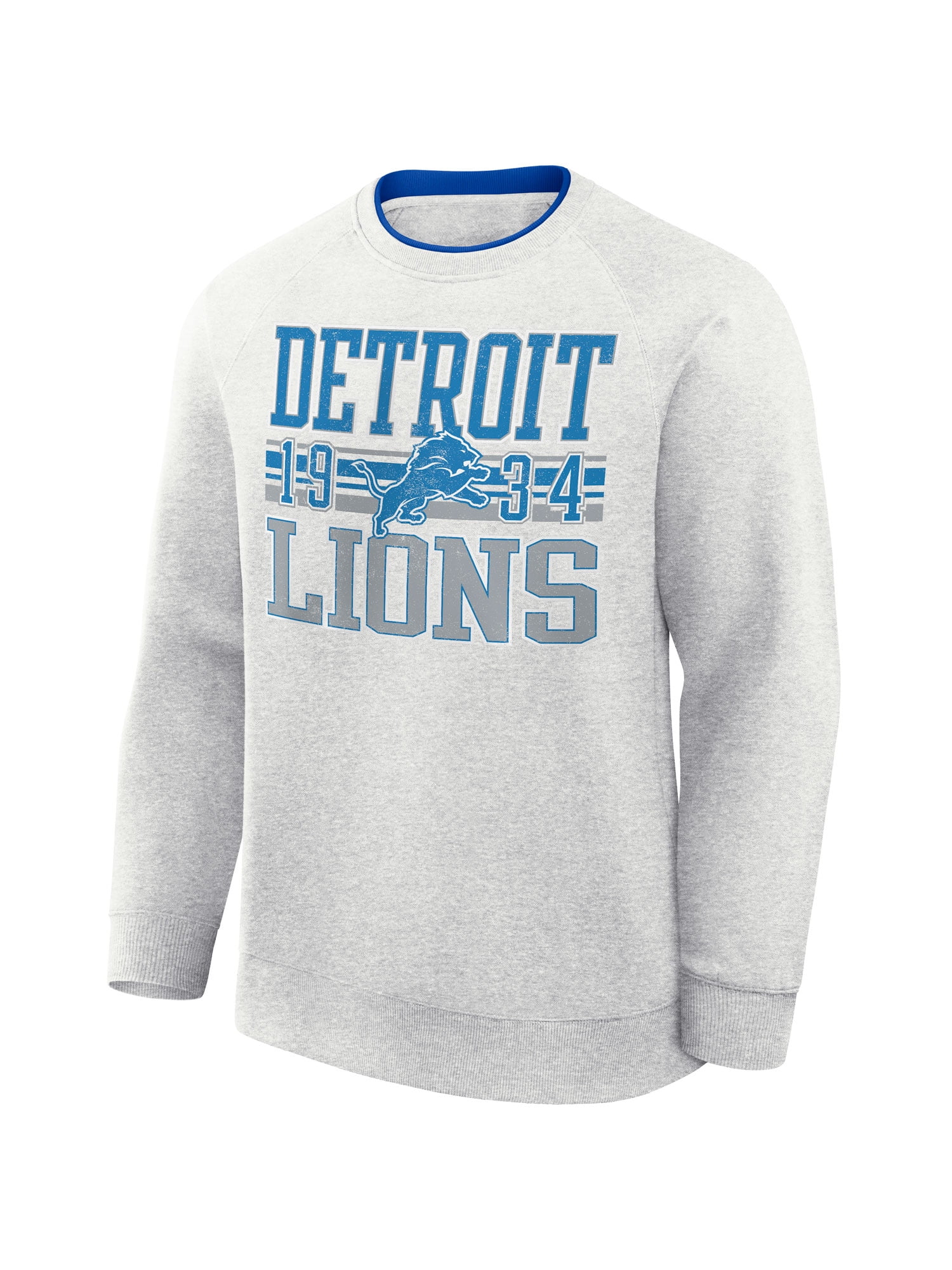 NFL Detroit Lions Men's Cotton Gray Heather Long Sleeve Crew Fleece Sweatshirt