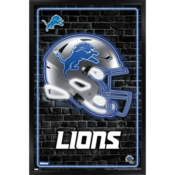 NFL Detroit Lions - Neon Helmet 23 Wall Poster, 22.375" x 34" Framed