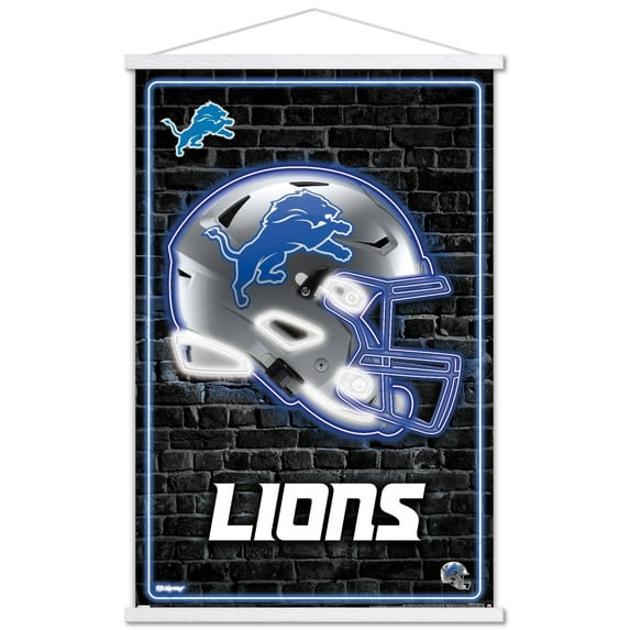 NFL Detroit Lions - Neon Helmet 23 Wall Poster with Magnetic Frame, 22.375" x 34"