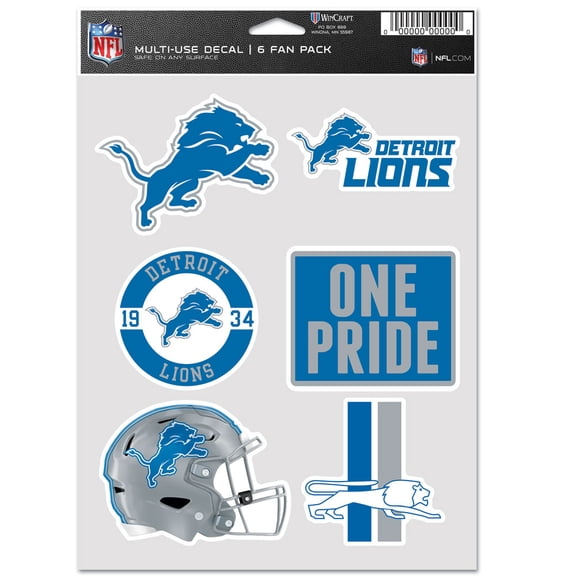 NFL Detroit Lions Prime 5" x 7.75" Six Fan Decal