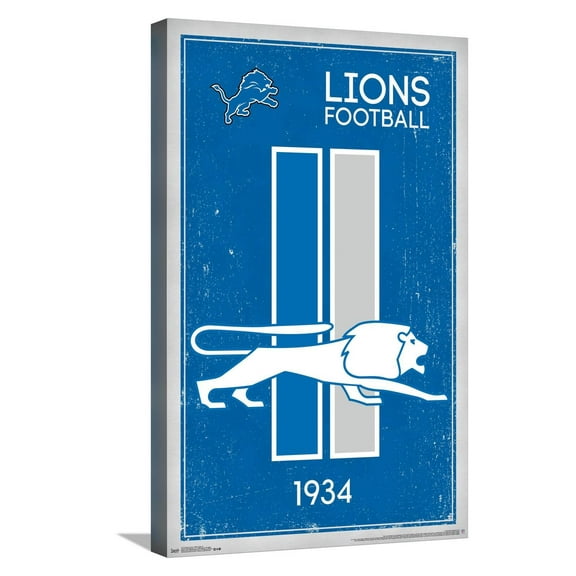 NFL Detroit Lions - Retro Logo 14 Canvas Wall Poster, 14.725" x 22.375"