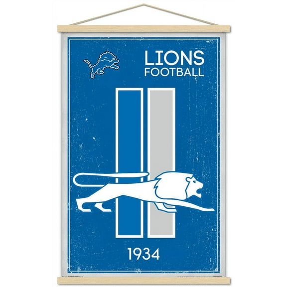 NFL Detroit Lions - Retro Logo 14 Wall Poster with Magnetic Frame, 22.375" x 34"