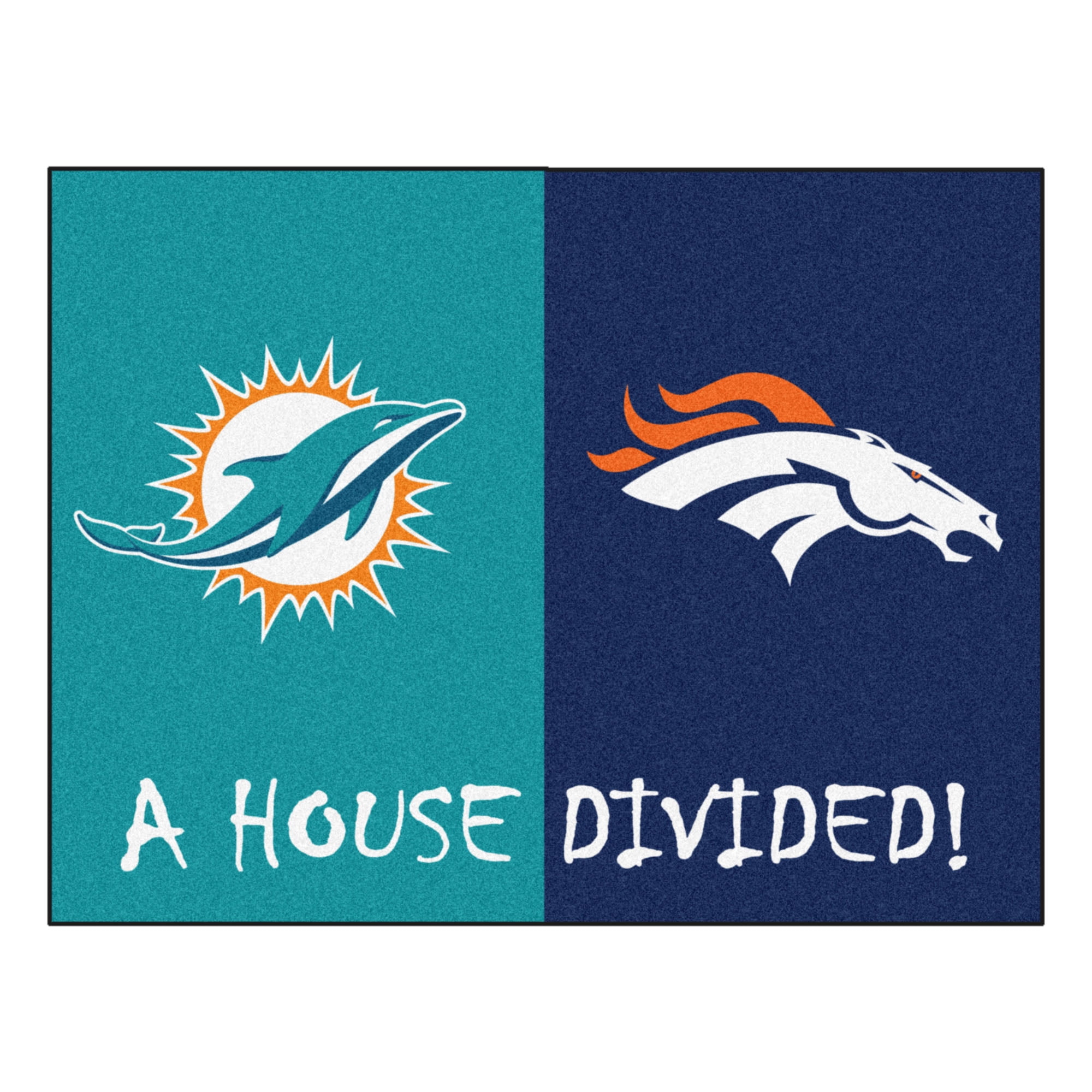 NFL Dolphins Broncos House Divided Rug