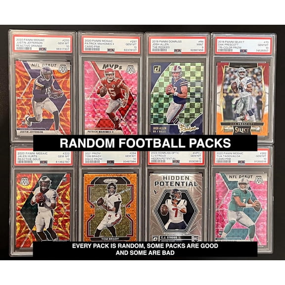 NFL Football Hot packs - 15 Cards - 5 Rookies - Look for Autographs - Graded Cards