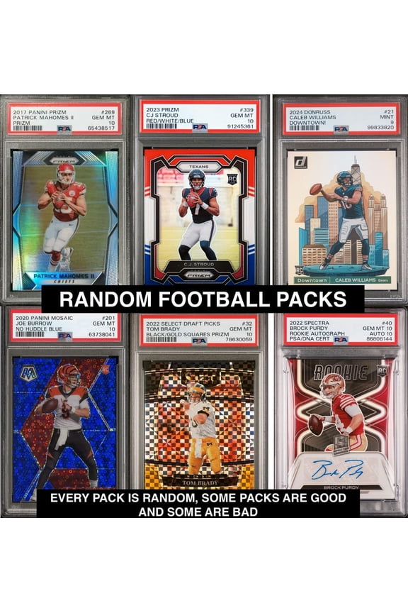 NFL Football Hot packs - 15 Cards - 5 Rookies - Look for Autographs - Graded Cards