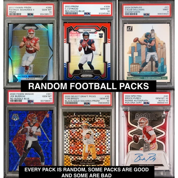 NFL Football Hot packs - 15 Cards - 5 Rookies - Look for Autographs - Graded Cards