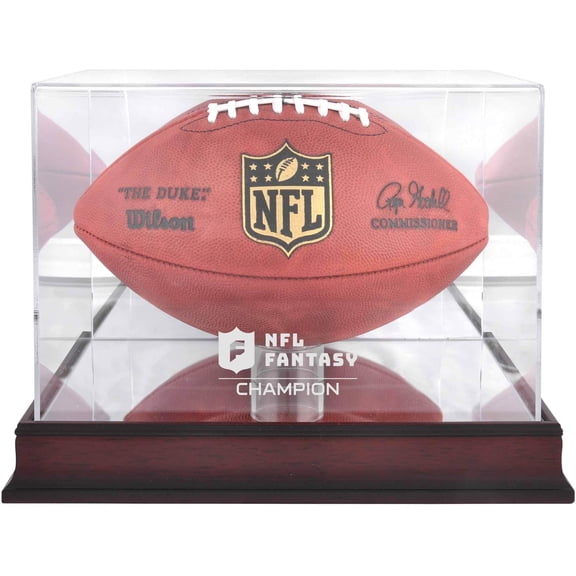 NFL Fantasy Football Champion Mahogany Football Team Logo Display Case with Mirror Back