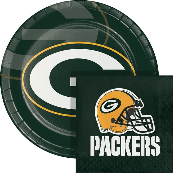 NFL Green Bay Packers 9" Paper Plate and 6.5" Napkin Party Kit 48 Count