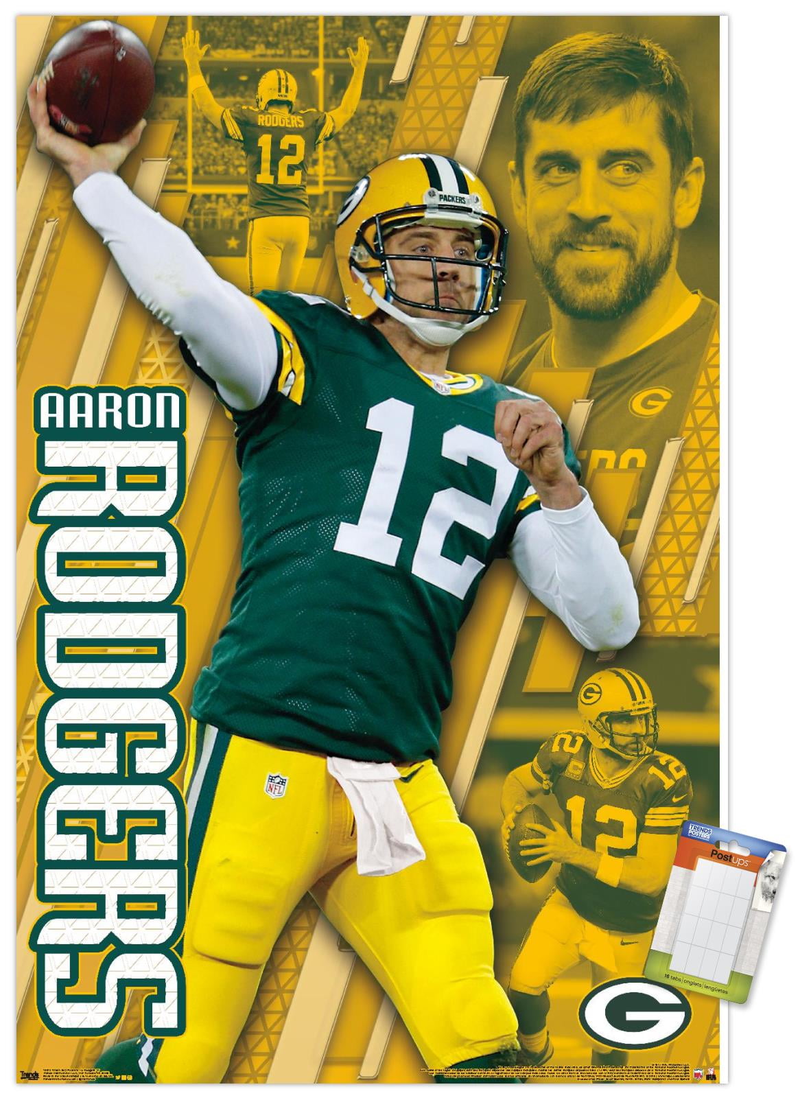 NFL Green Bay Packers - Aaron Rodgers 22 Wall Poster, 14.725 x 22.375  Framed 