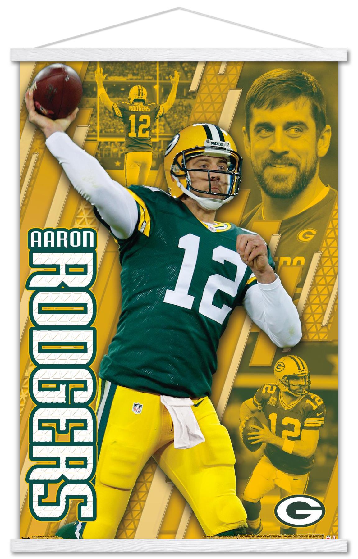 NFL Green Bay Packers - Aaron Rodgers 22 Wall Poster, 14.725 x 22.375  Framed 