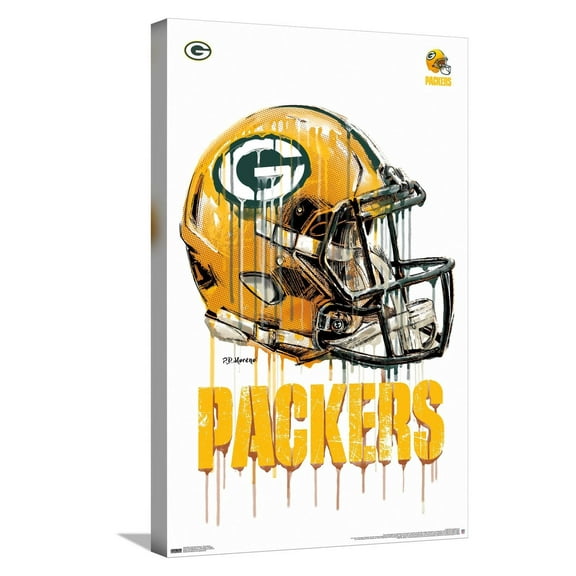 NFL Green Bay Packers - Drip Helmet 20 Canvas Wall Poster, 14.725" x 22.375"