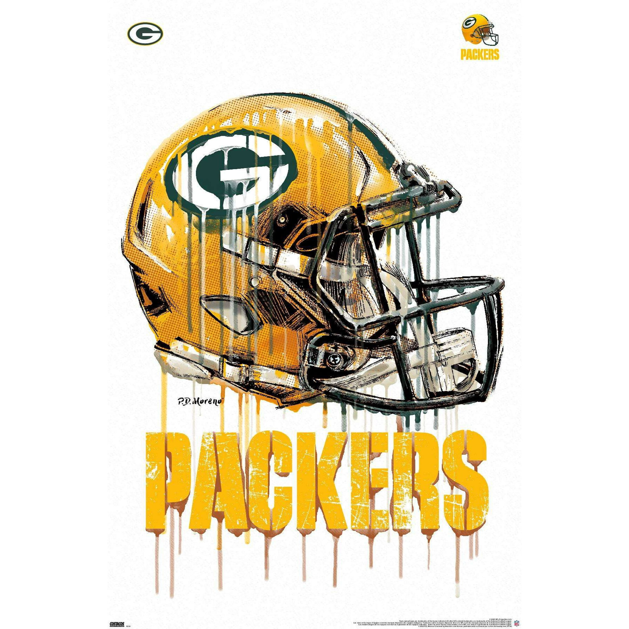 NFL Green Bay Packers - Drip Helmet 20 Wall Poster, 14.725' x