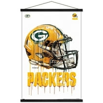 NFL Green Bay Packers - Drip Helmet 20 Wall Poster with Wooden Magnetic Frame, 22.375" x 34"