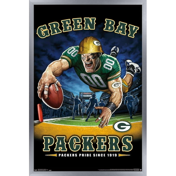 NFL Green Bay Packers - End Zone 17 Wall Poster, 14.725" x 22.375", Framed