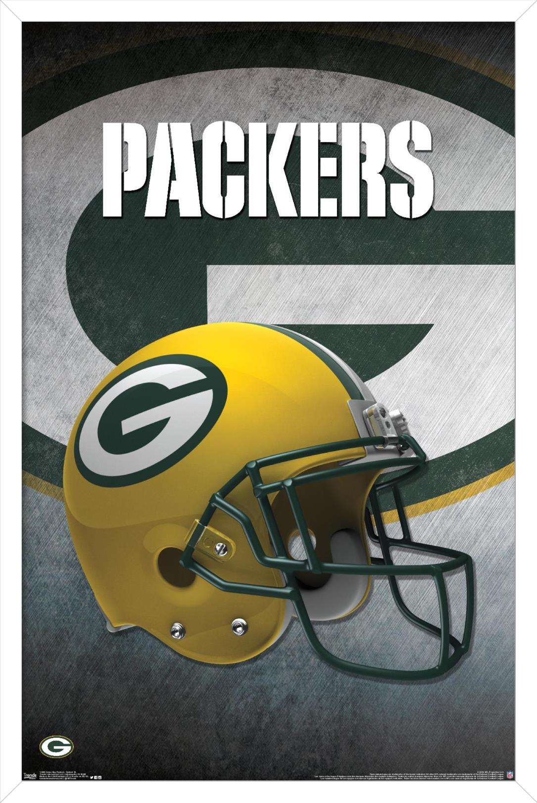 NFL Green Bay Packers - Helmet 16 Wall Poster, 14.725" x 22.375", Framed