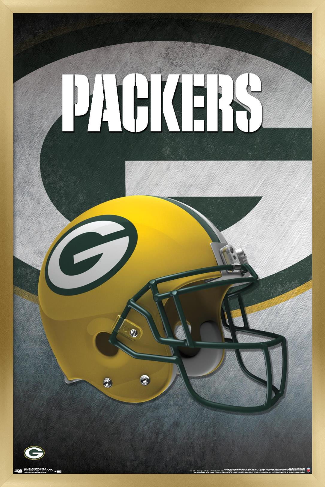 NFL Green Bay Packers - Helmet 16 Wall Poster, 14.725" x 22.375", Framed