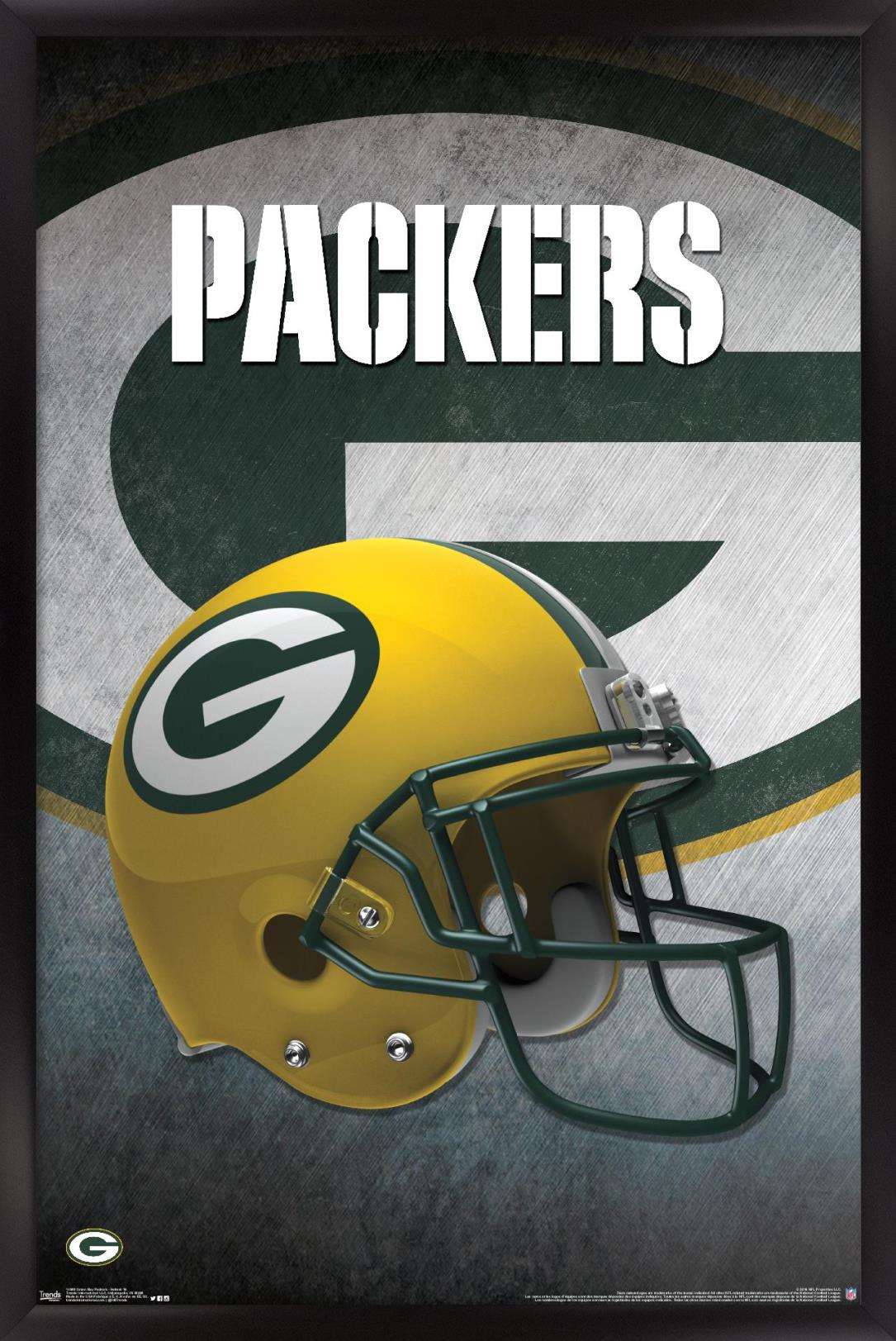 NFL Green Bay Packers - Helmet 16 Wall Poster, 14.725" x 22.375", Framed