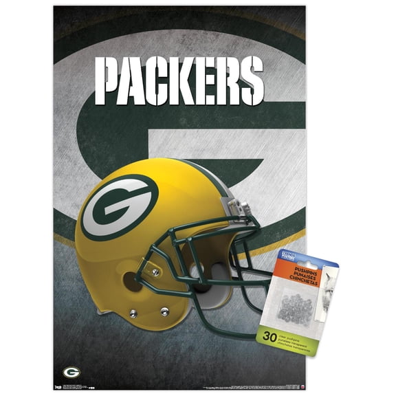 NFL Green Bay Packers - Helmet 16 Wall Poster with Push Pins, 14.725" x 22.375"