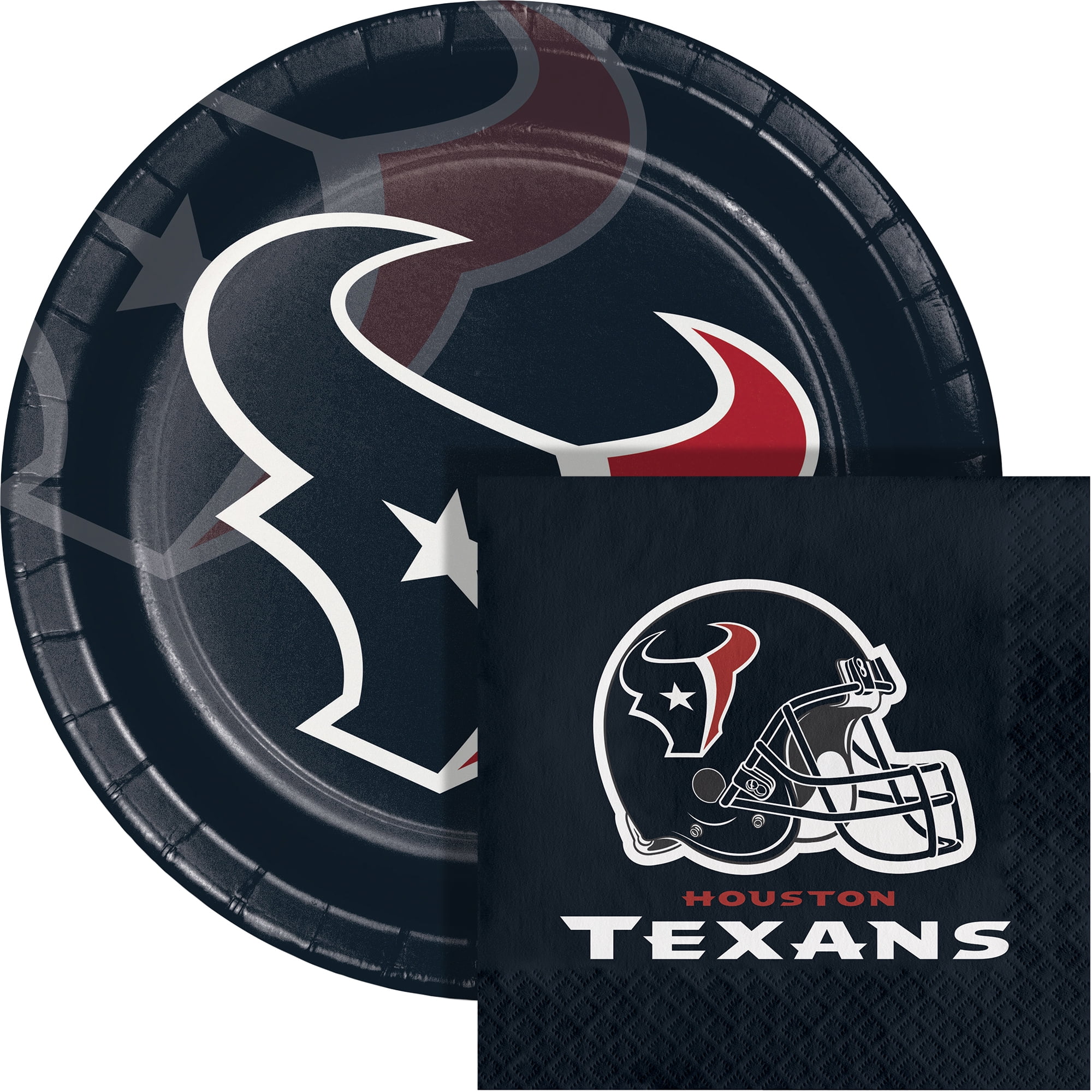 NFL Houston Texans 9" Paper Plate and 6.5" Napkin Party Kit 48 Count